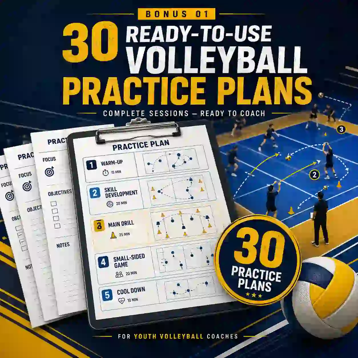 Bonus 1 — 30 Ready-to-Use Volleyball Practice Plans