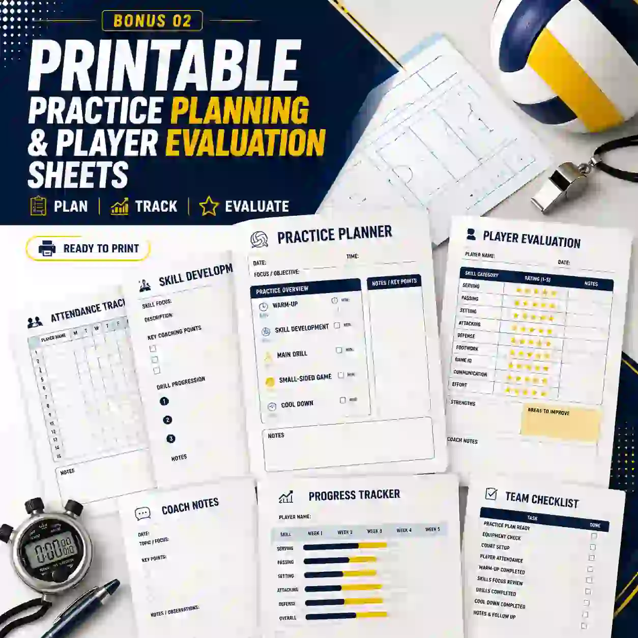 Bonus 2 — Printable Practice Planning & Player Evaluation Sheets