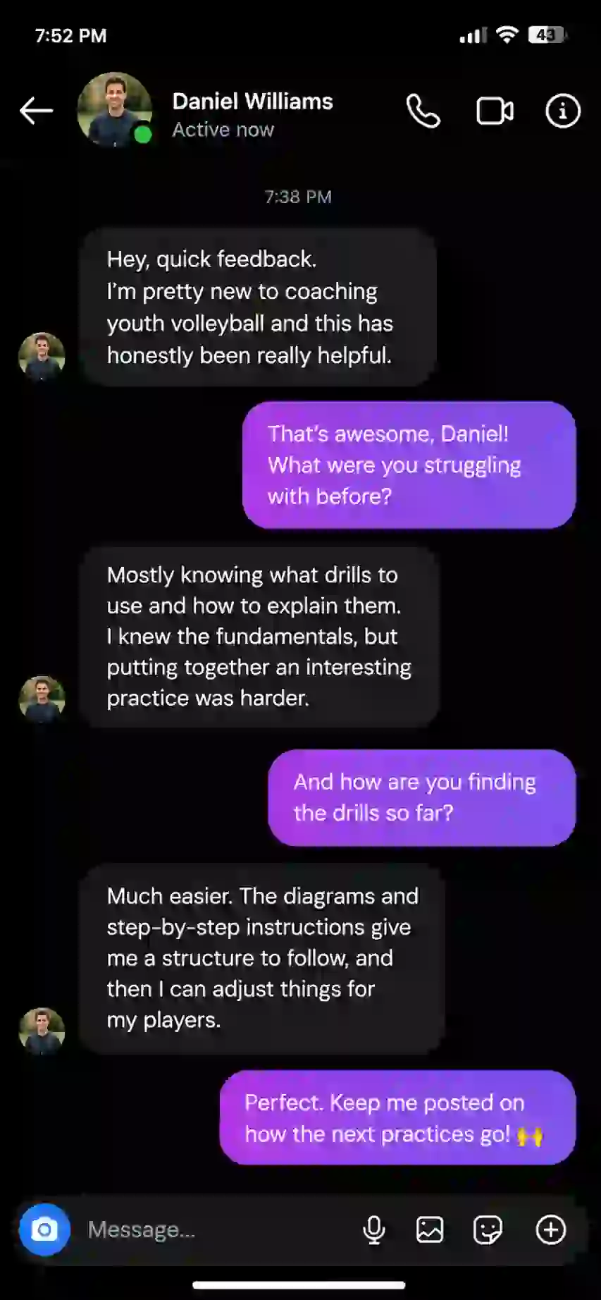 Verified customer review 3 about the youth volleyball drill library